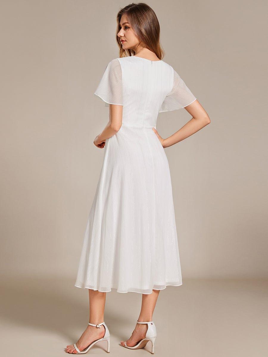 Glitter A-Line Midi Wedding Guest Dress #color_Cream