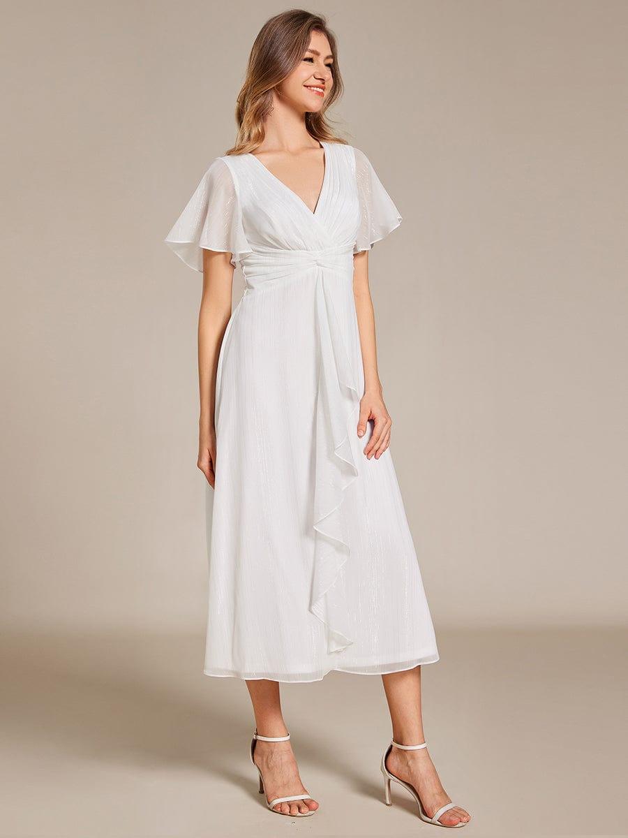 Glitter A-Line Midi Wedding Guest Dress #color_Cream