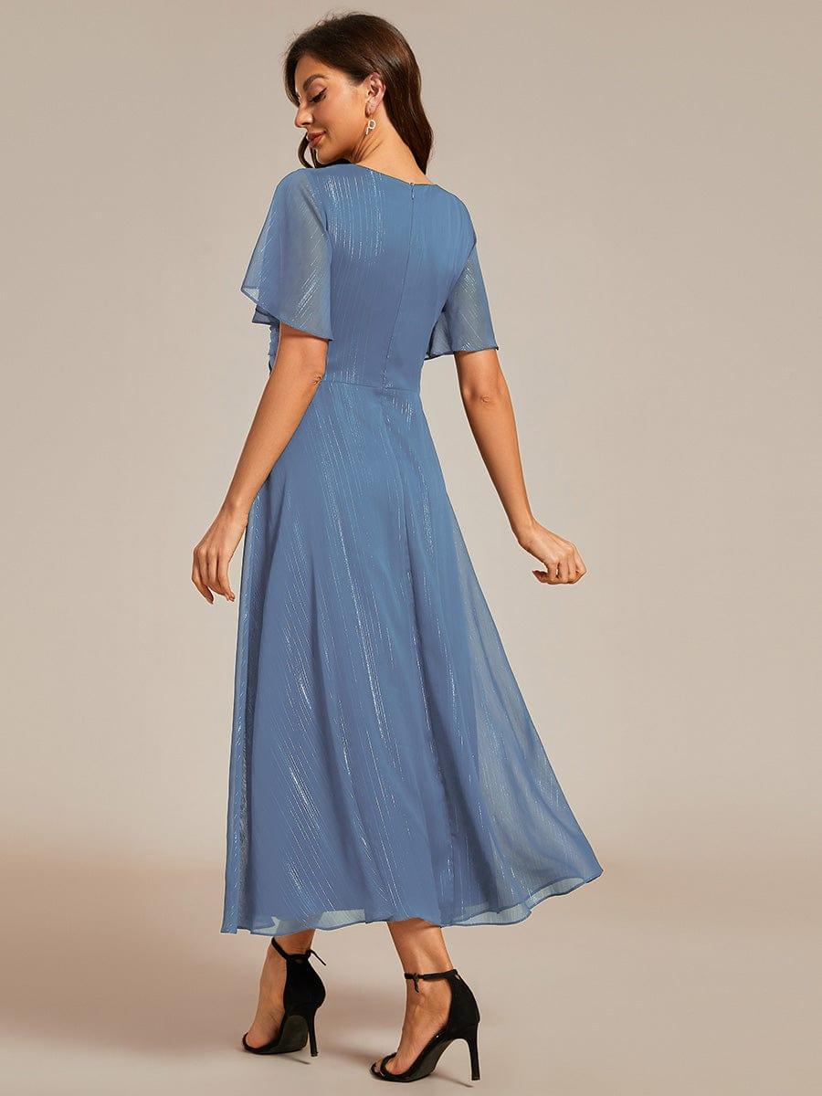 Glitter A-Line Midi Wedding Guest Dress #color_Dusty Blue