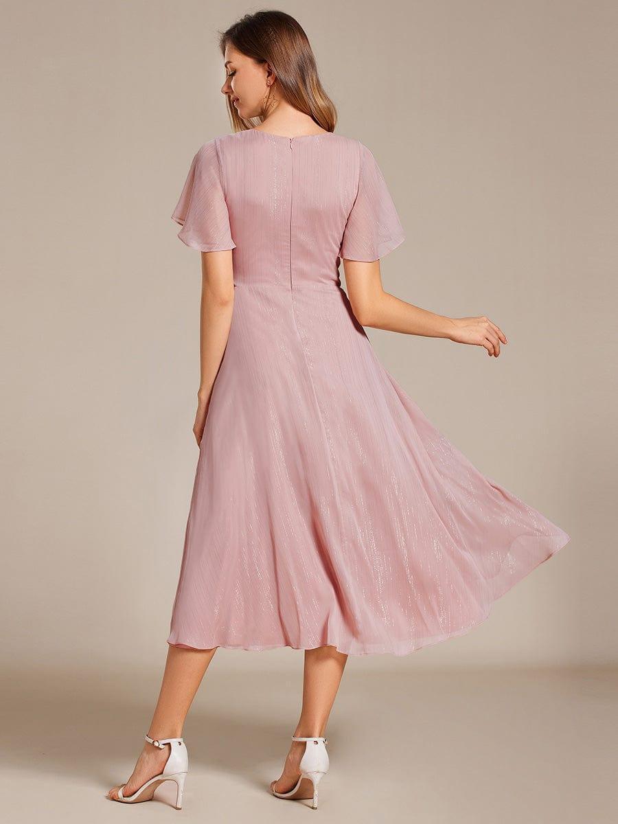 Glitter A-Line Midi Wedding Guest Dress #color_Dusty Rose