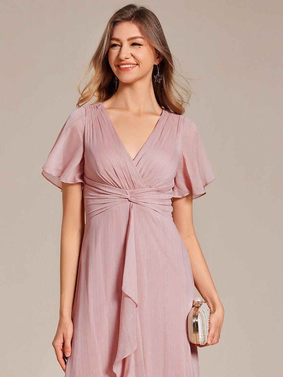 Glitter A-Line Midi Wedding Guest Dress #color_Dusty Rose