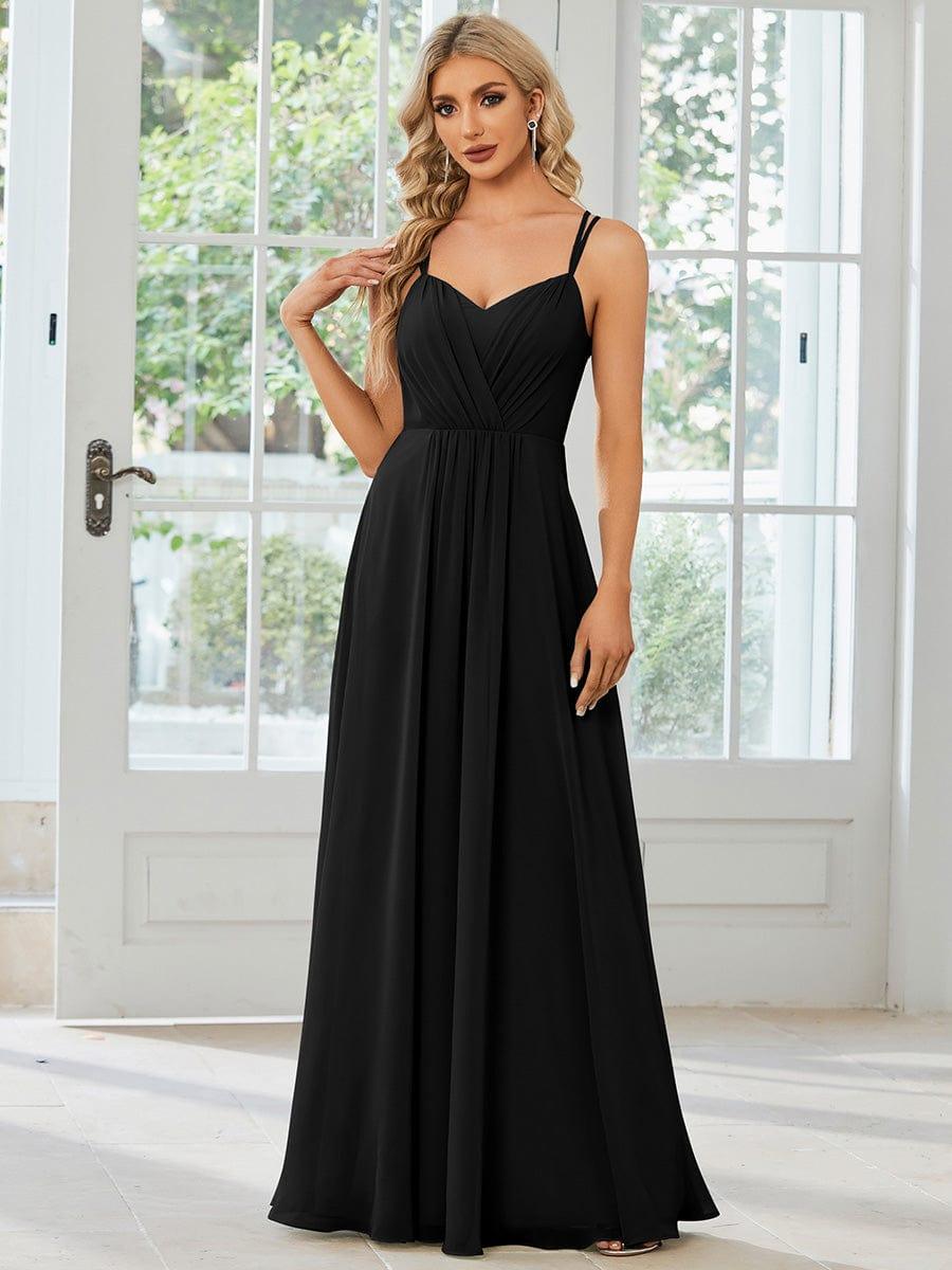 Spaghetti Strap Fitted Lacing Back Dress Black main image 1