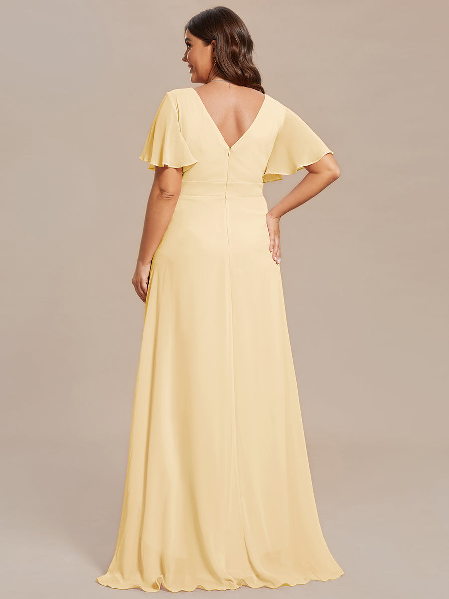 Charming Chiffon Bridesmaid Dress with Lotus Leaf Hemline #color_Yellow