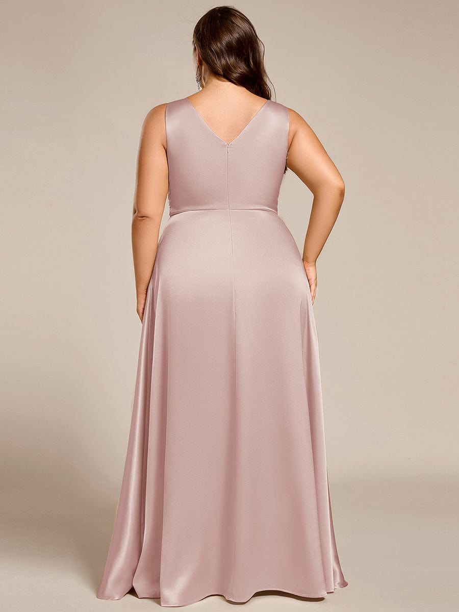Sleeveless Empire Waist Satin Maxi Bridesmaid Dress With Pockets #color_Mauve