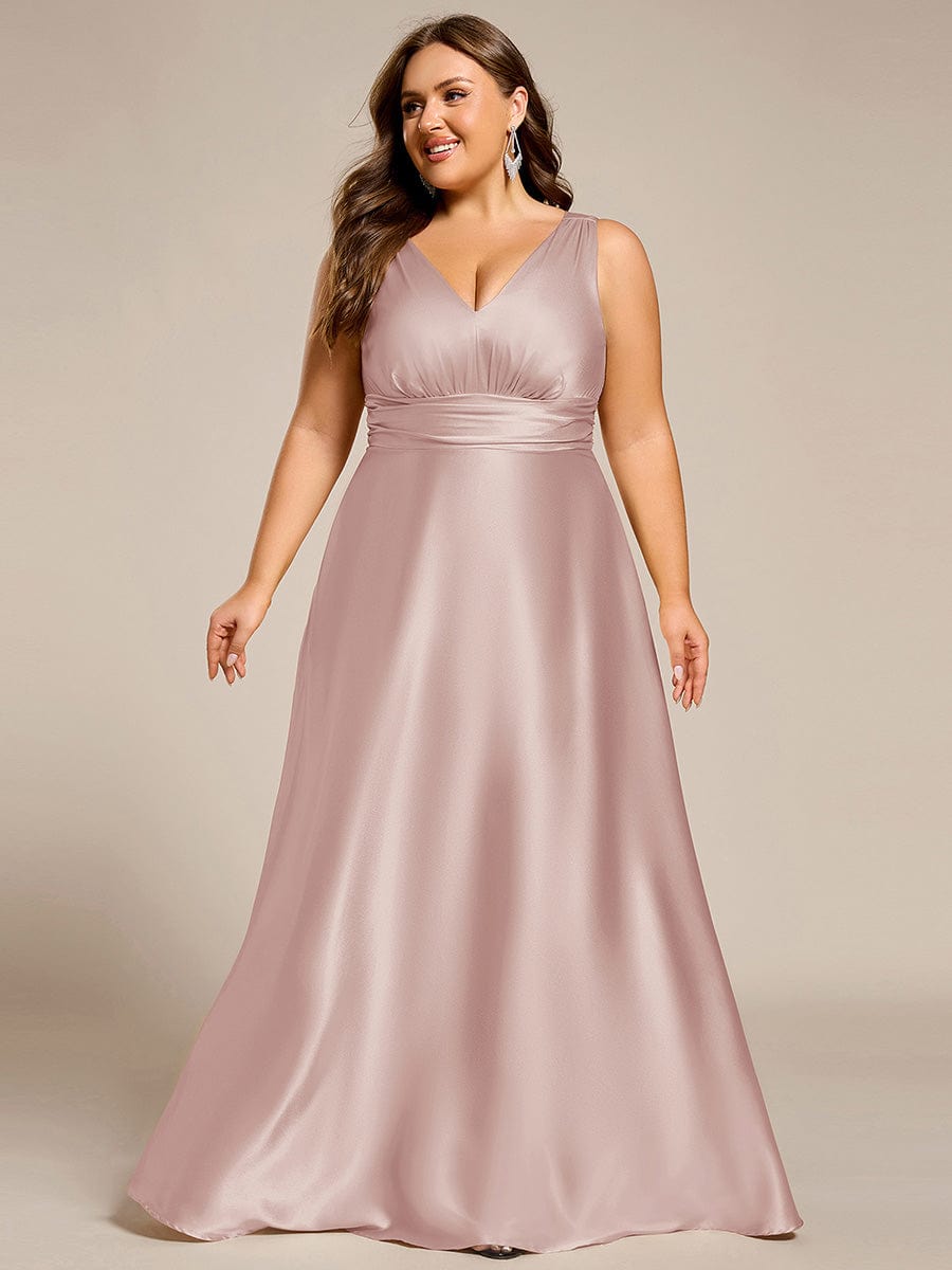 Sleeveless Empire Waist Satin Maxi Bridesmaid Dress With Pockets #color_Mauve