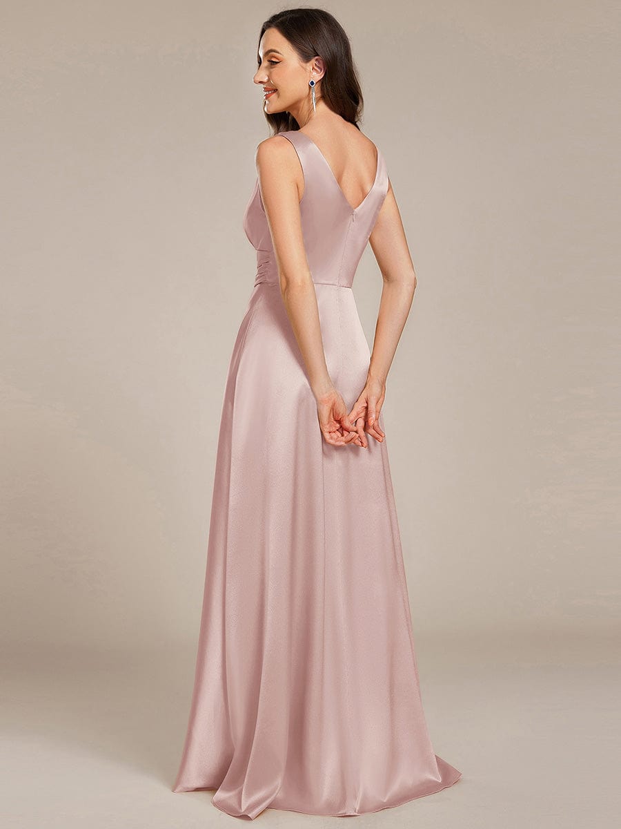 Sleeveless Empire Waist Satin Maxi Bridesmaid Dress With Pockets #color_Mauve