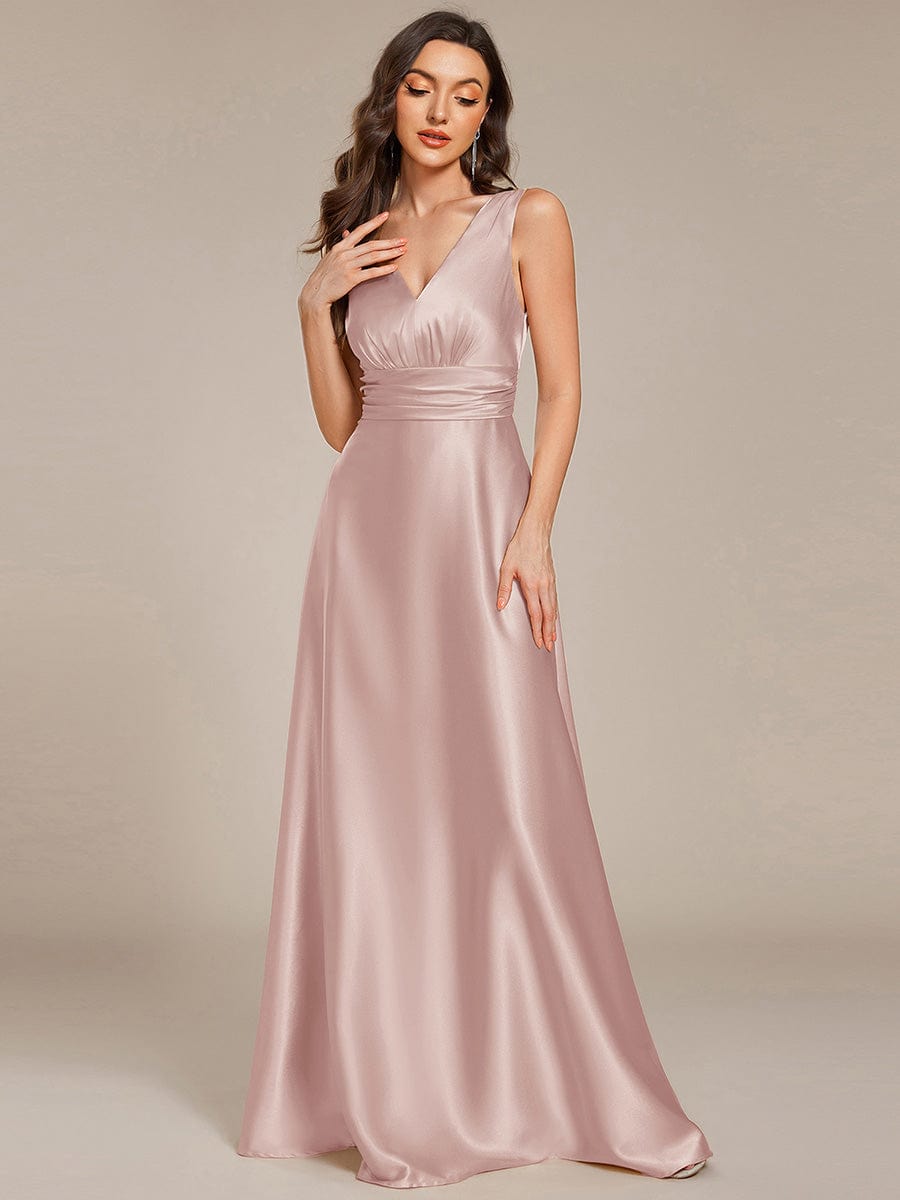 Sleeveless Empire Waist Satin Maxi Bridesmaid Dress With Pockets #color_Mauve