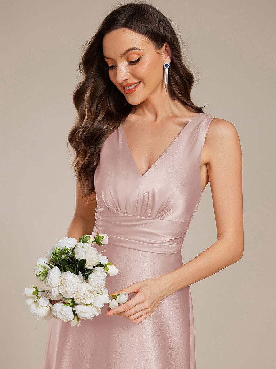 Sleeveless Empire Waist Satin Maxi Bridesmaid Dress With Pockets #color_Mauve