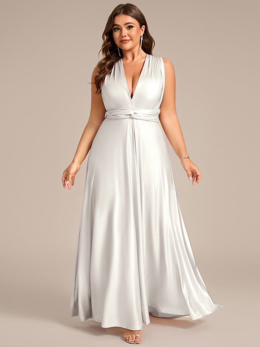 ever STYLES|High-Stretch Soft Versatile Convertible Bridesmaid Dress #color_Metallic Silver