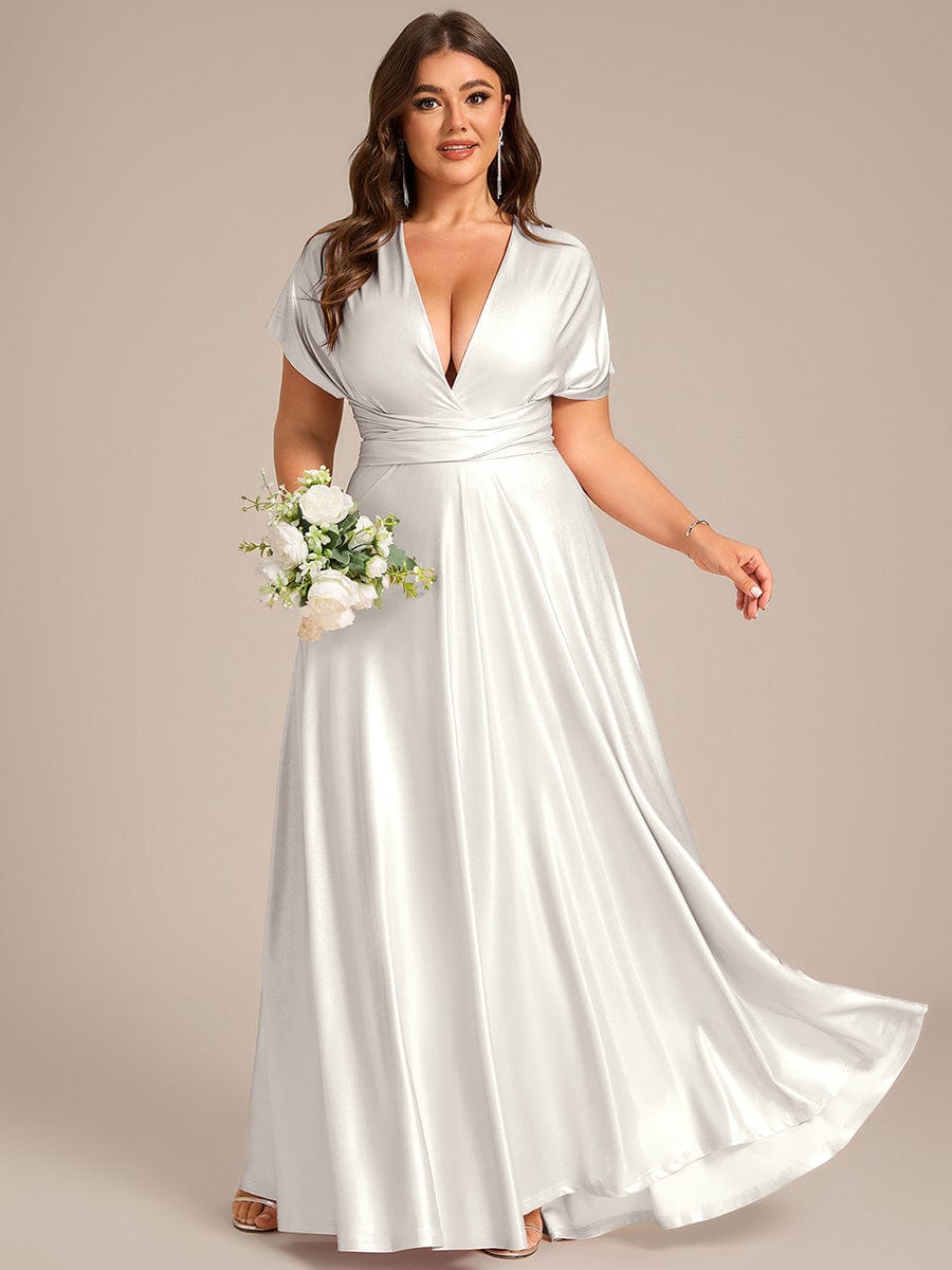 ever STYLES|High-Stretch Soft Versatile Convertible Bridesmaid Dress #color_Metallic Silver