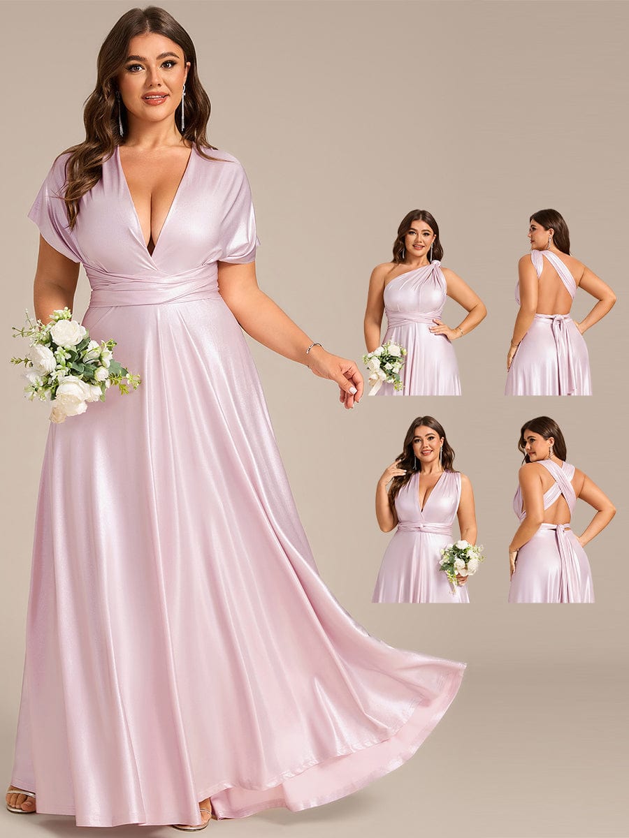 ever STYLES|High-Stretch Soft Versatile Convertible Bridesmaid Dress #color_Metallic Pink