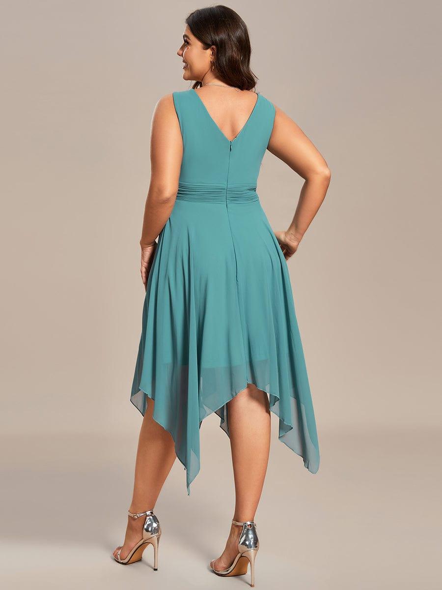 Knee Length Chiffon Bridesmaid Dress with Irregular Hem #color_Light Teal