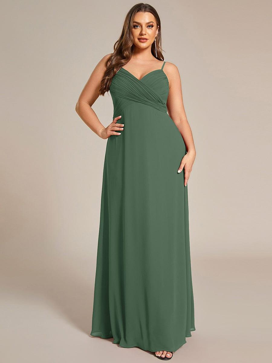 Plus Size Sweetheart Draped Back Floor Length Bridesmaid Dress #color_Eucalyptus Green