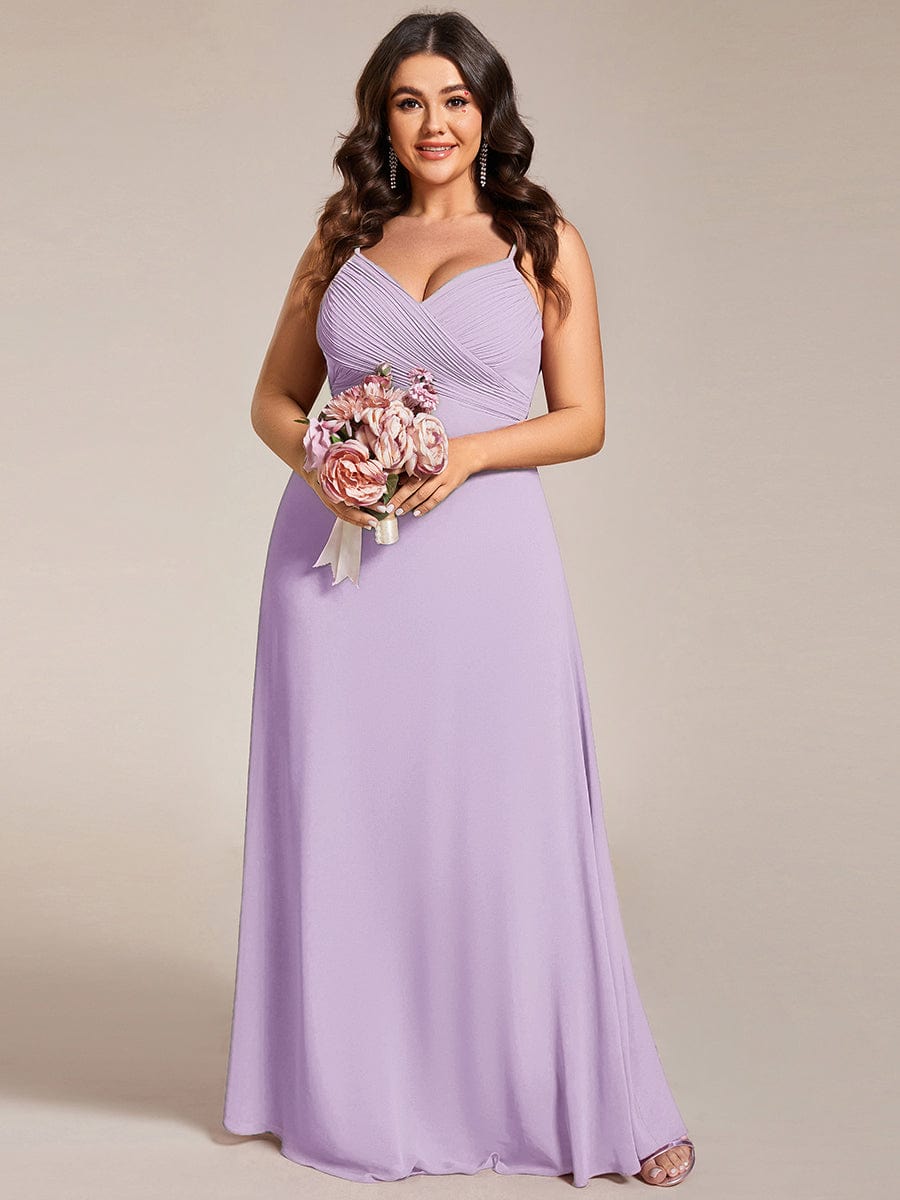 Stylish Cold-Shoulder Floor Length Bridesmaid Dress with Side Slit #color_Frosted Lilac