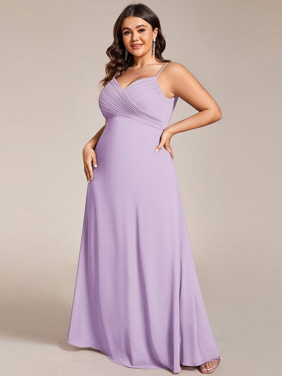 Stylish Cold-Shoulder Floor Length Bridesmaid Dress with Side Slit #color_Frosted Lilac