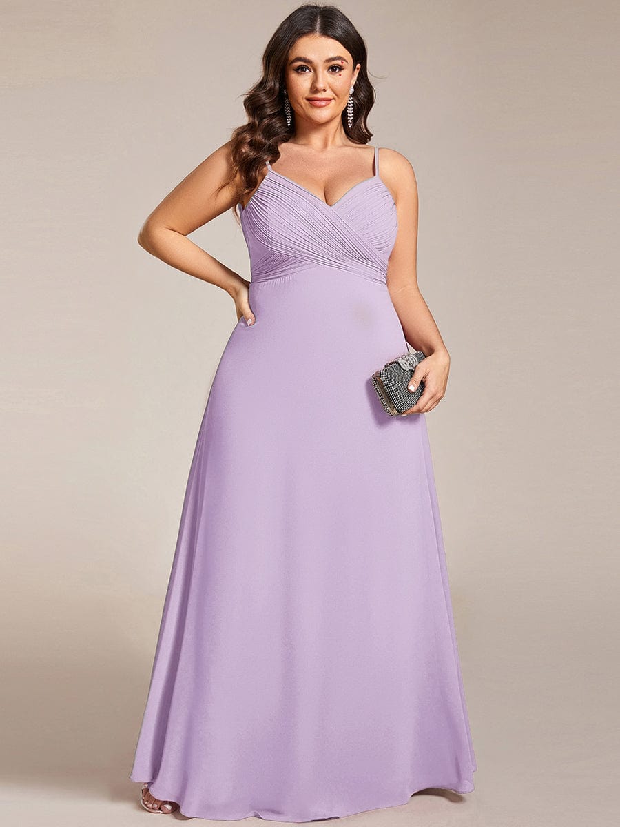 Stylish Cold-Shoulder Floor Length Bridesmaid Dress with Side Slit #color_Frosted Lilac