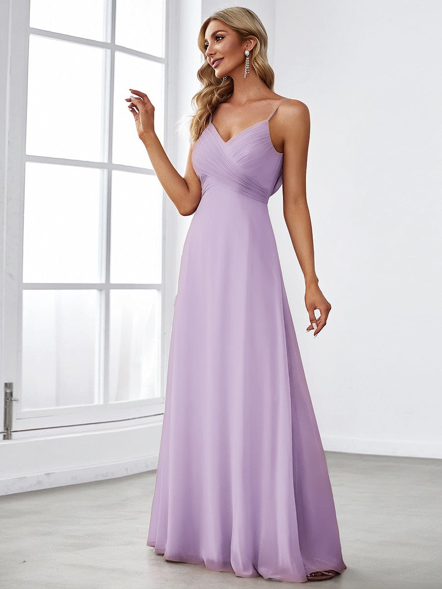 Stylish Cold-Shoulder Floor Length Bridesmaid Dress with Side Slit #color_Frosted Lilac