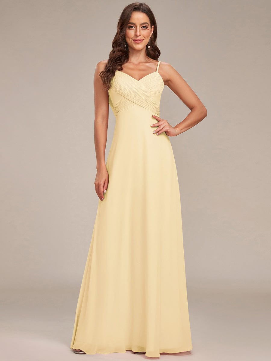 Sweetheart Draped Back Floor Length Bridesmaid Dress #color_Yellow