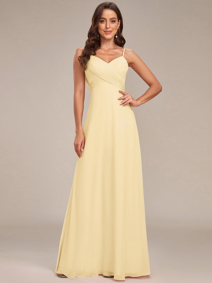 Sweetheart Draped Back Floor Length Bridesmaid Dress #color_Yellow