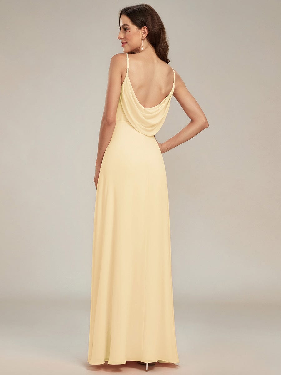 Sweetheart Draped Back Floor Length Bridesmaid Dress #color_Yellow