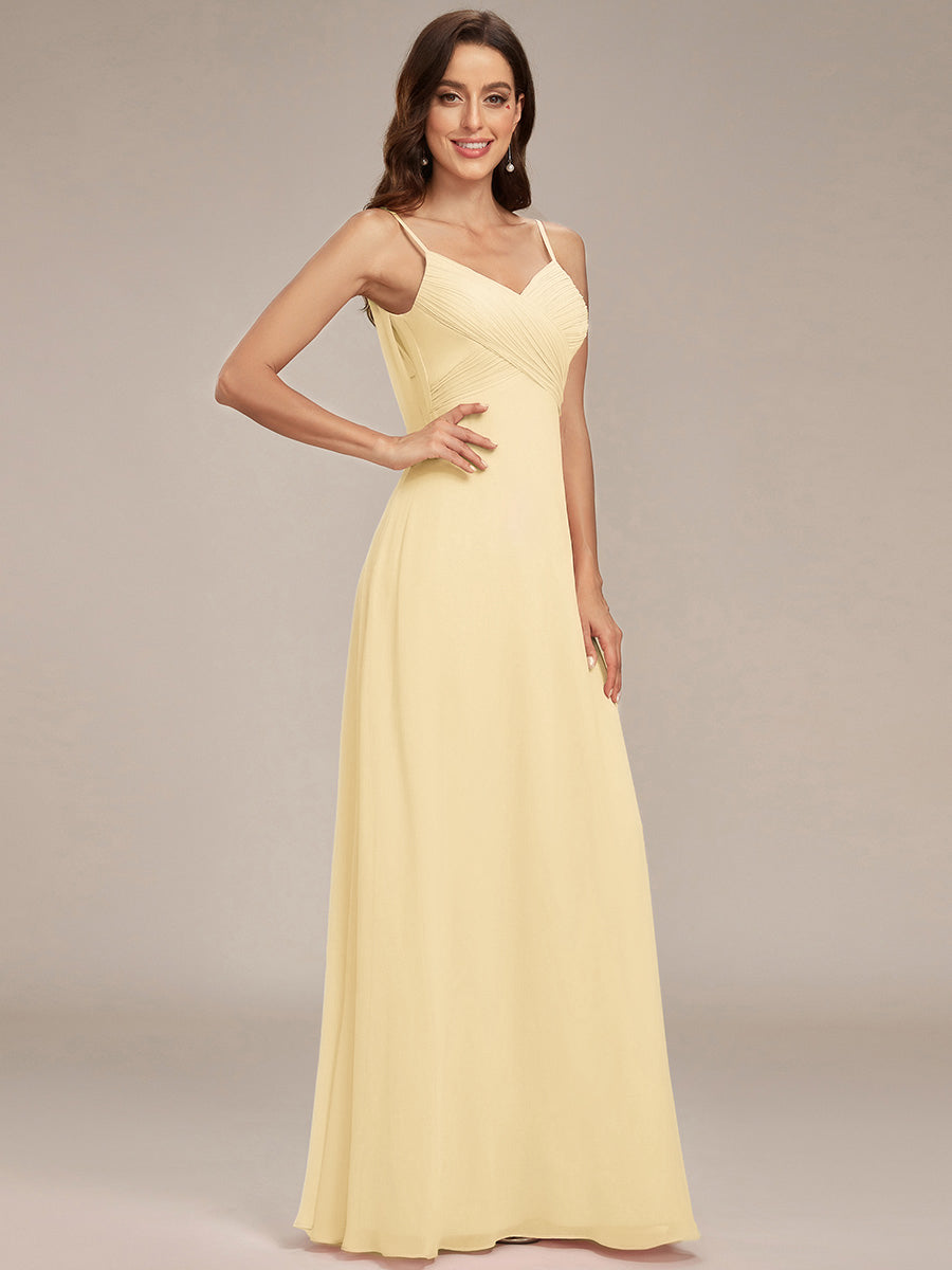 Sweetheart Draped Back Floor Length Bridesmaid Dress #color_Yellow