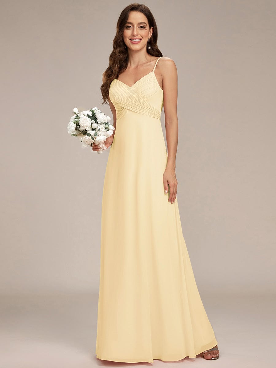 Sweetheart Draped Back Floor Length Bridesmaid Dress #color_Yellow