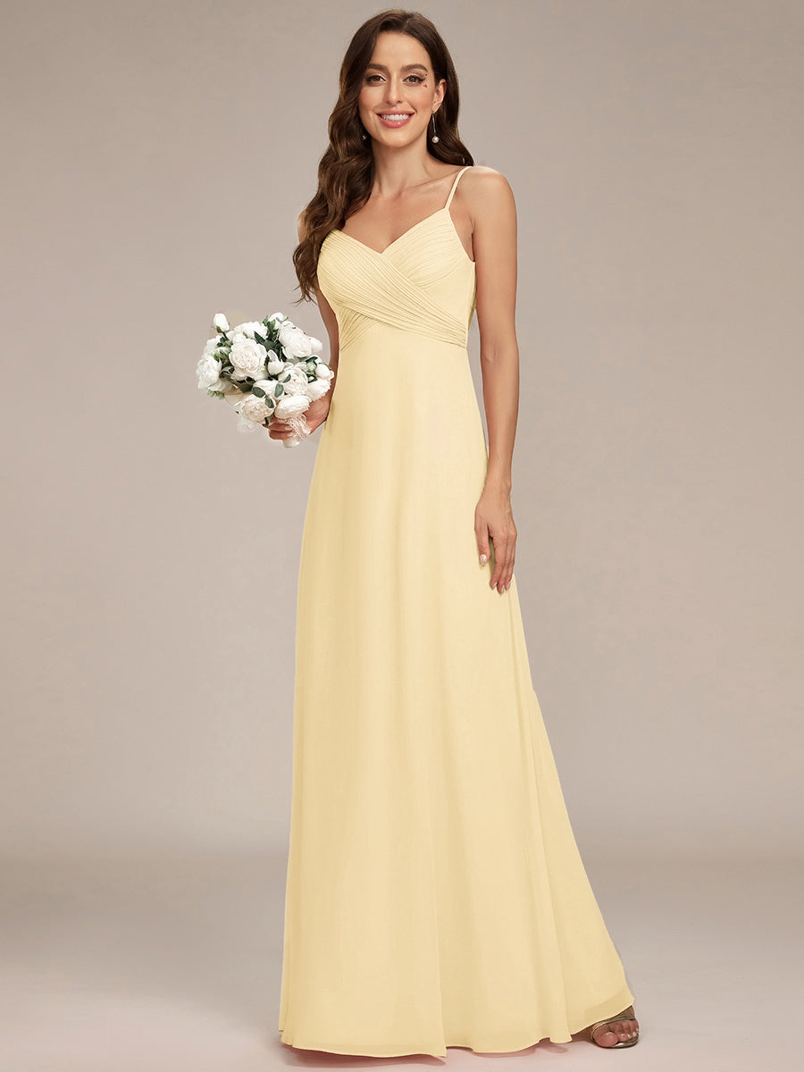 Sweetheart Draped Back Floor Length Bridesmaid Dress #color_Yellow