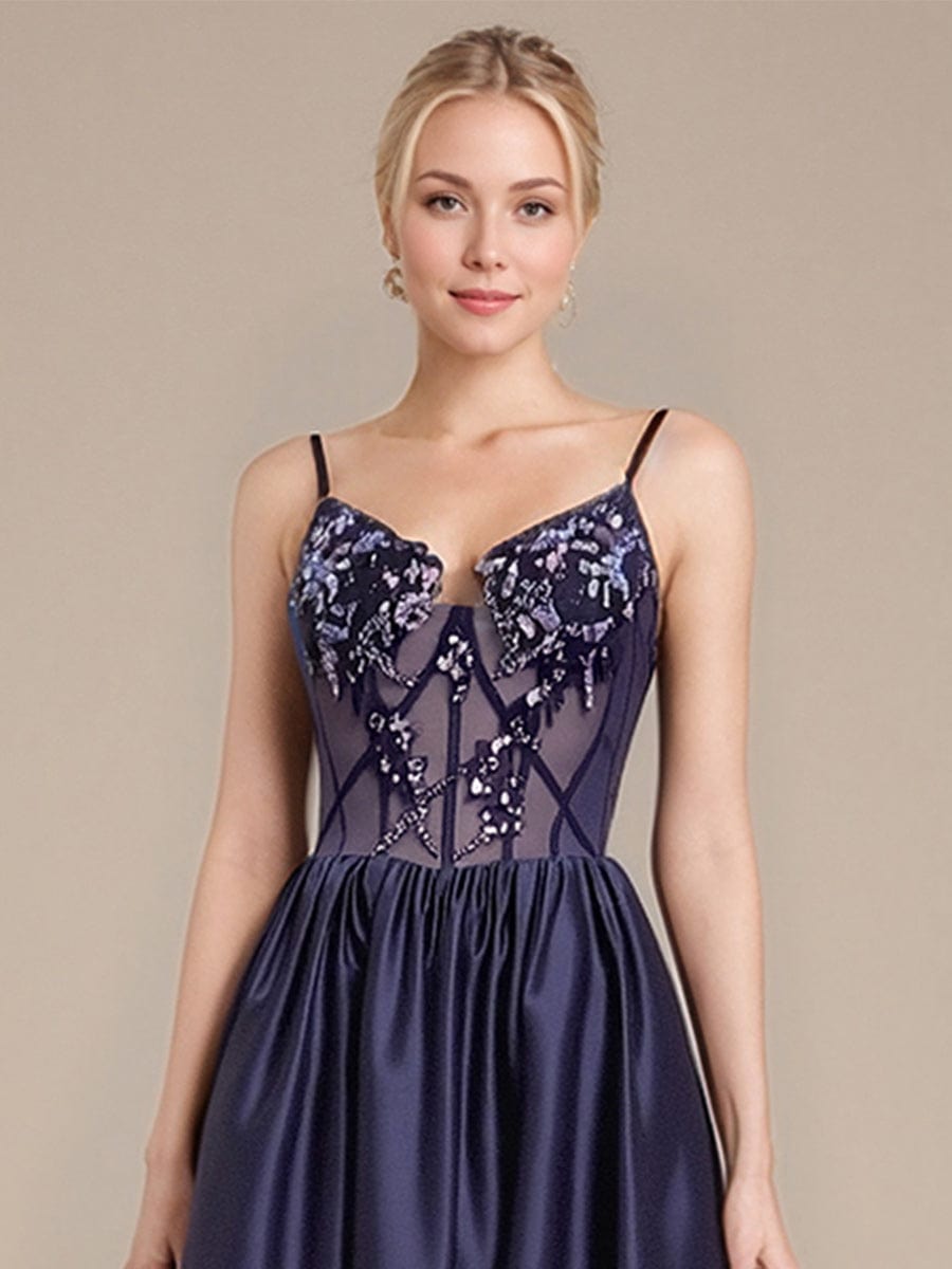 ever SERAPHINA|Designer Lace-Up Back Satin Evening Dress
