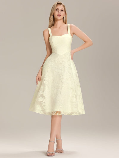 Pocket Mesh Sleeveless Wedding Guest Dress #color_Yellow