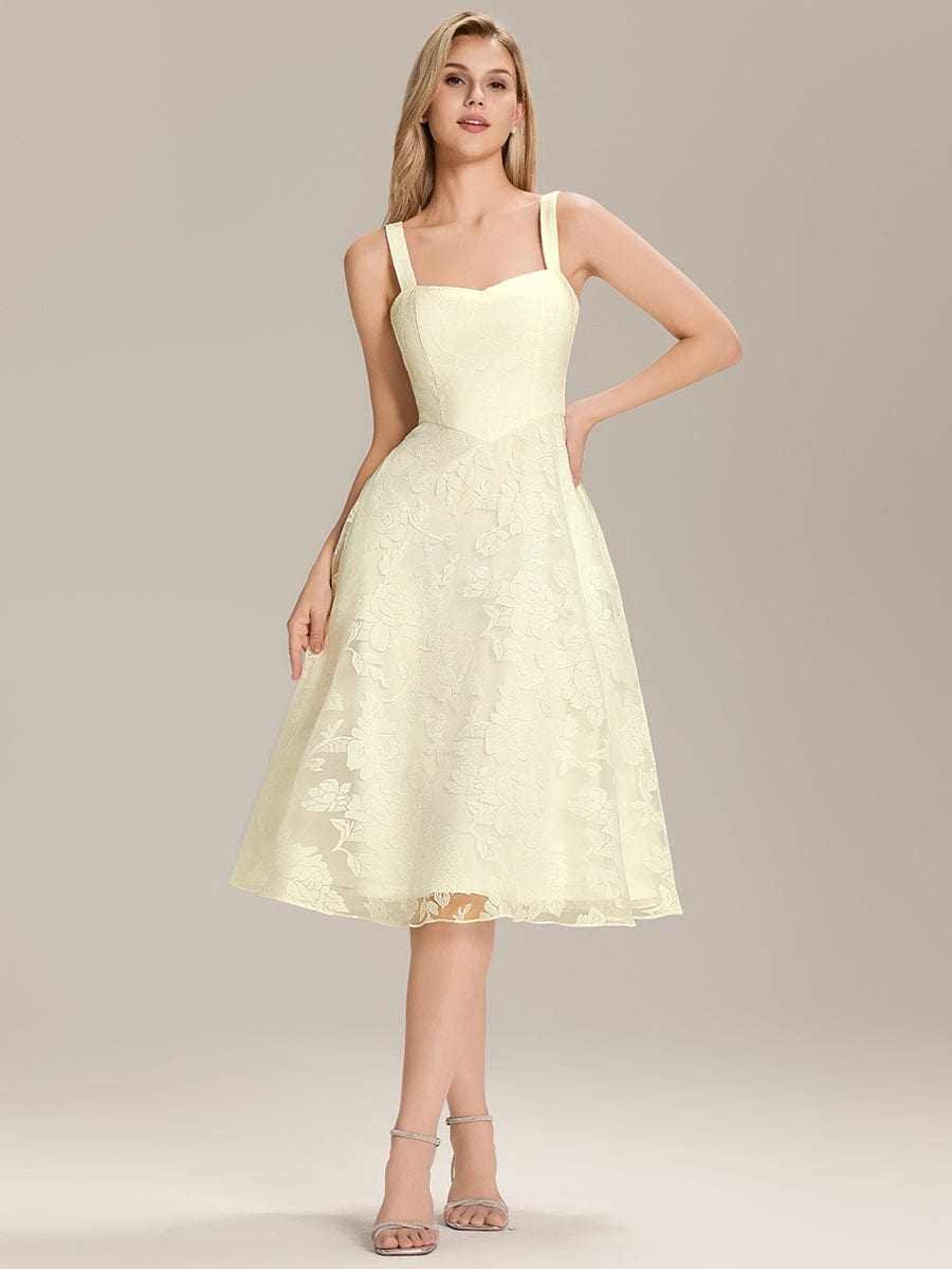 Pocket Mesh Sleeveless Wedding Guest Dress #color_Yellow