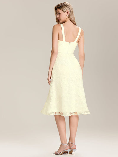 Pocket Mesh Sleeveless Wedding Guest Dress #color_Yellow