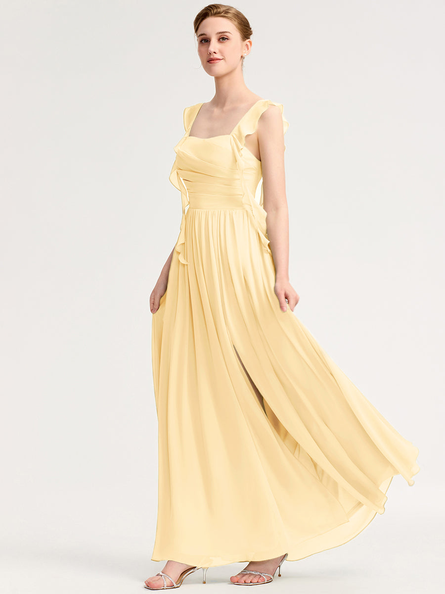Romantic Flowing Ribbon Bridesmaid Dress #color_Yellow