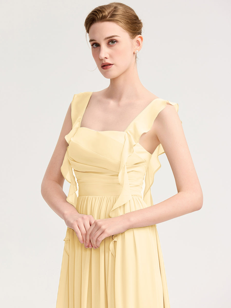 Romantic Flowing Ribbon Bridesmaid Dress #color_Yellow