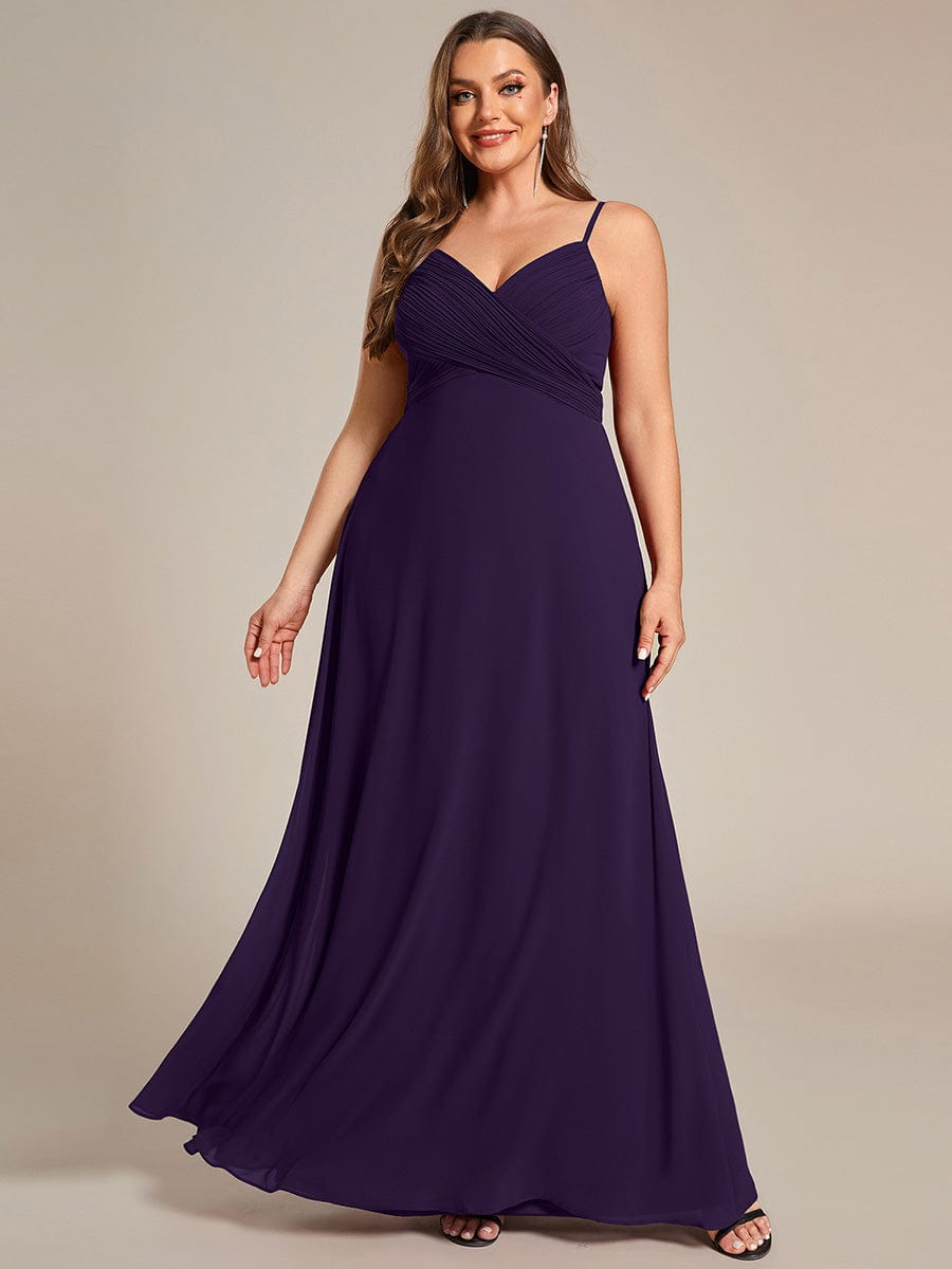 Sweetheart Draped Back Floor Length Bridesmaid Dress #color_Dark Purple