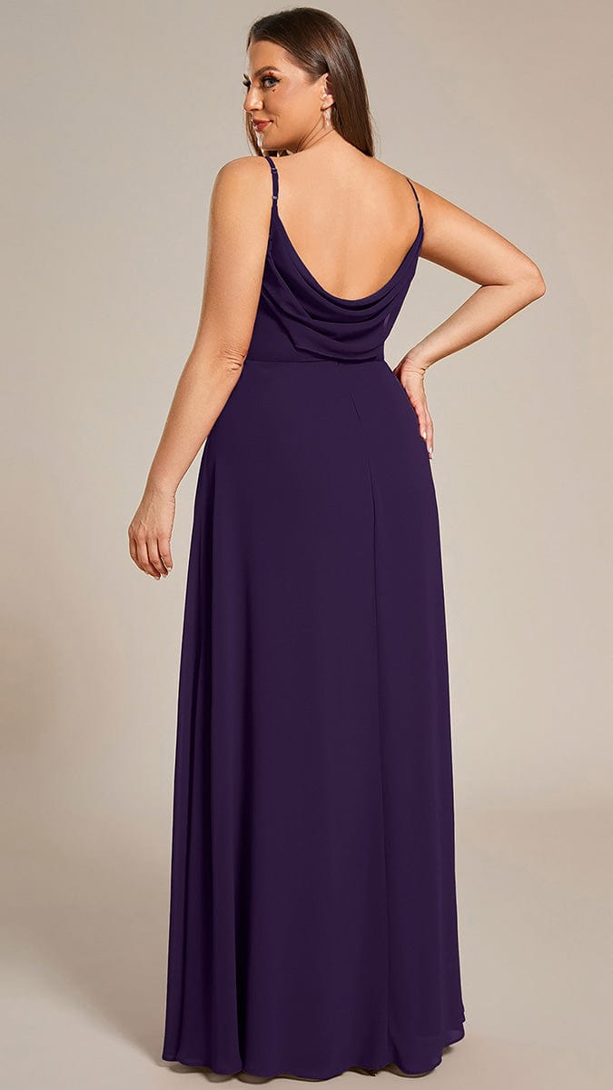 Sweetheart Draped Back Floor Length Bridesmaid Dress #color_Dark Purple