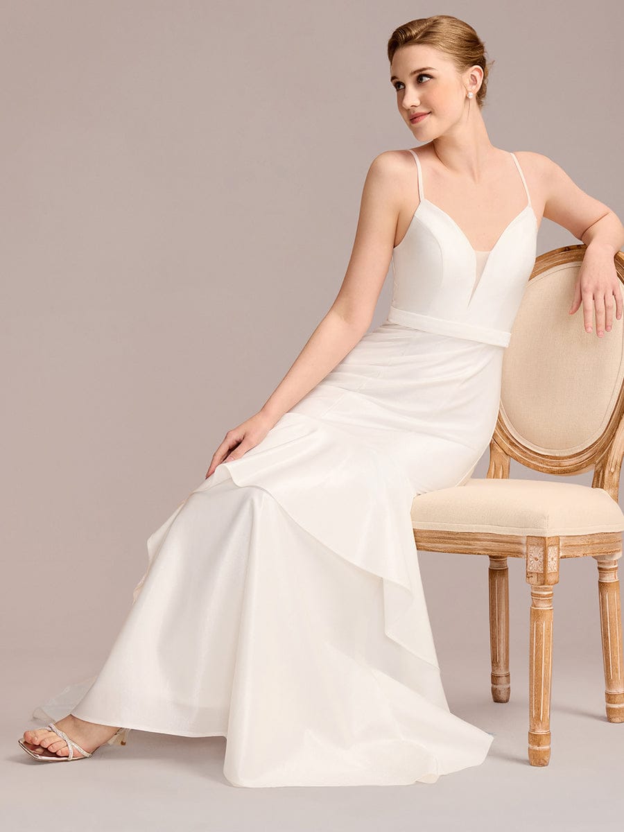 Mermaid Ruffled Floor-Length Wedding Dress