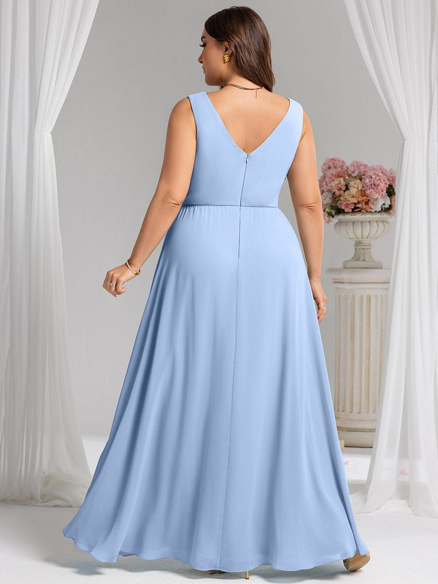 Elegant Side Slit Bridesmaid Dress #color_Ice Blue
