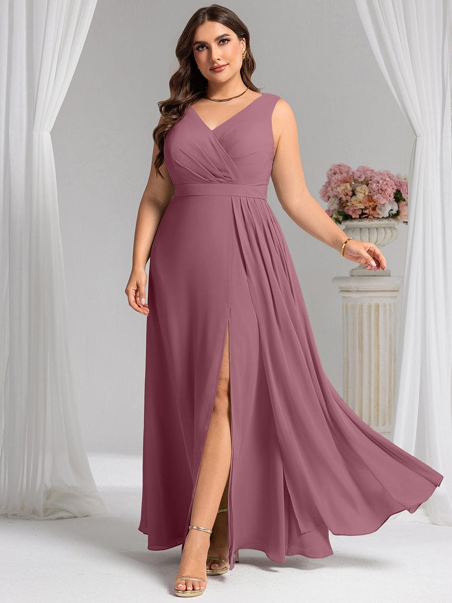 Elegant Side Slit Bridesmaid Dress #color_Purple Orchid