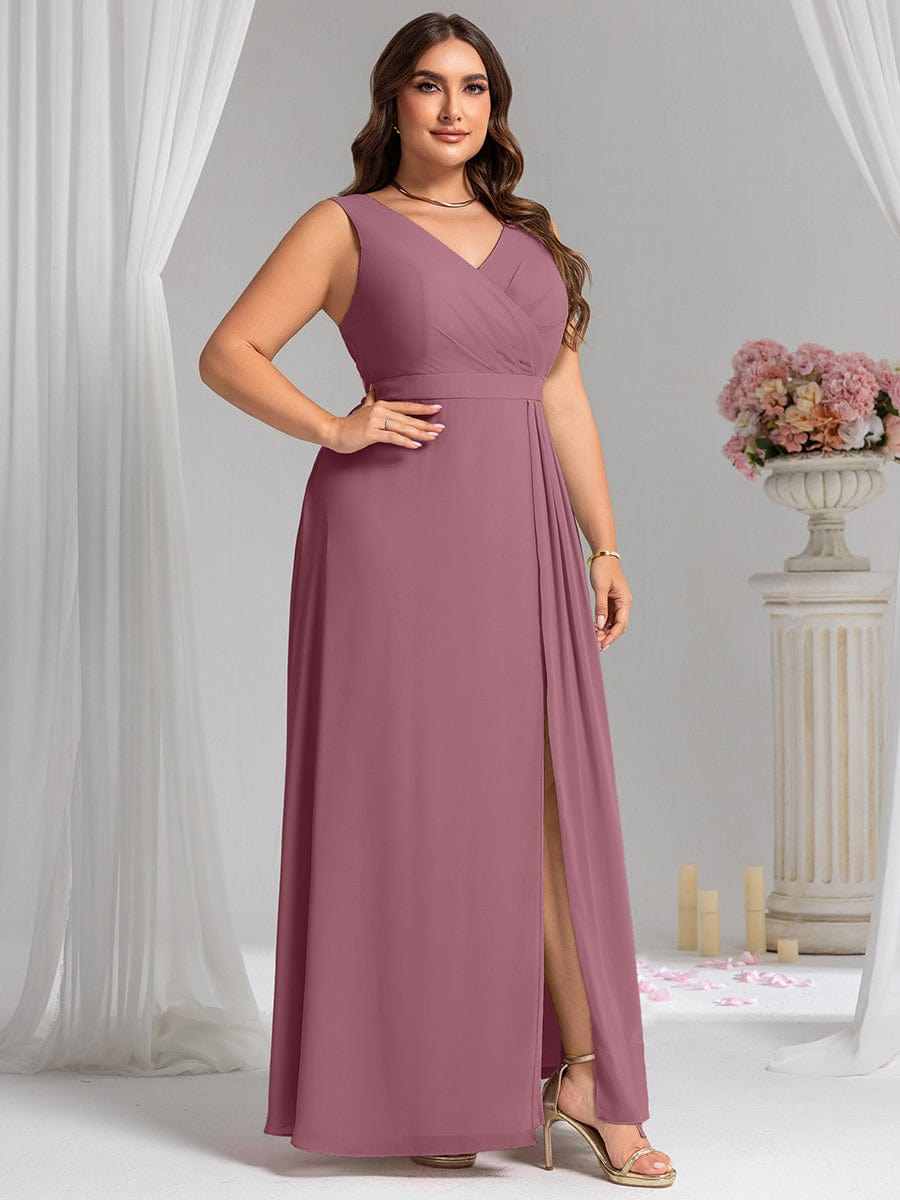 Elegant Side Slit Bridesmaid Dress #color_Purple Orchid