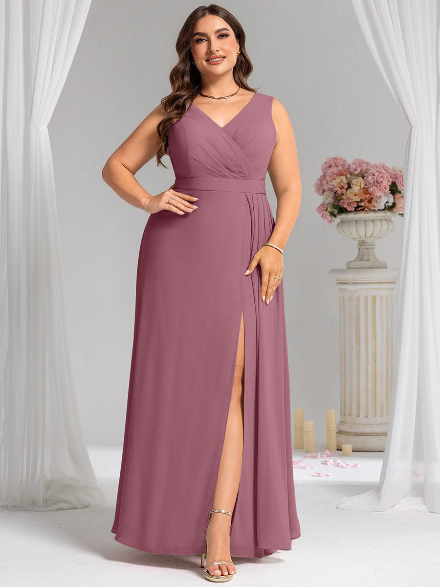 Elegant Side Slit Bridesmaid Dress #color_Purple Orchid