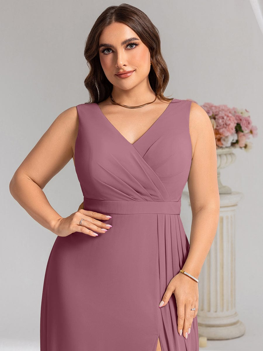 Elegant Side Slit Bridesmaid Dress #color_Purple Orchid