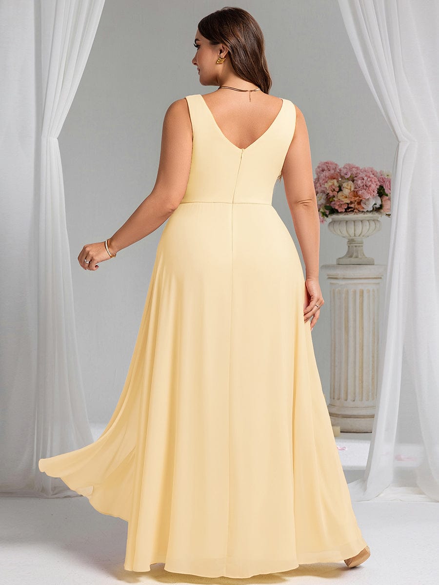 Elegant Side Slit Bridesmaid Dress #color_Yellow