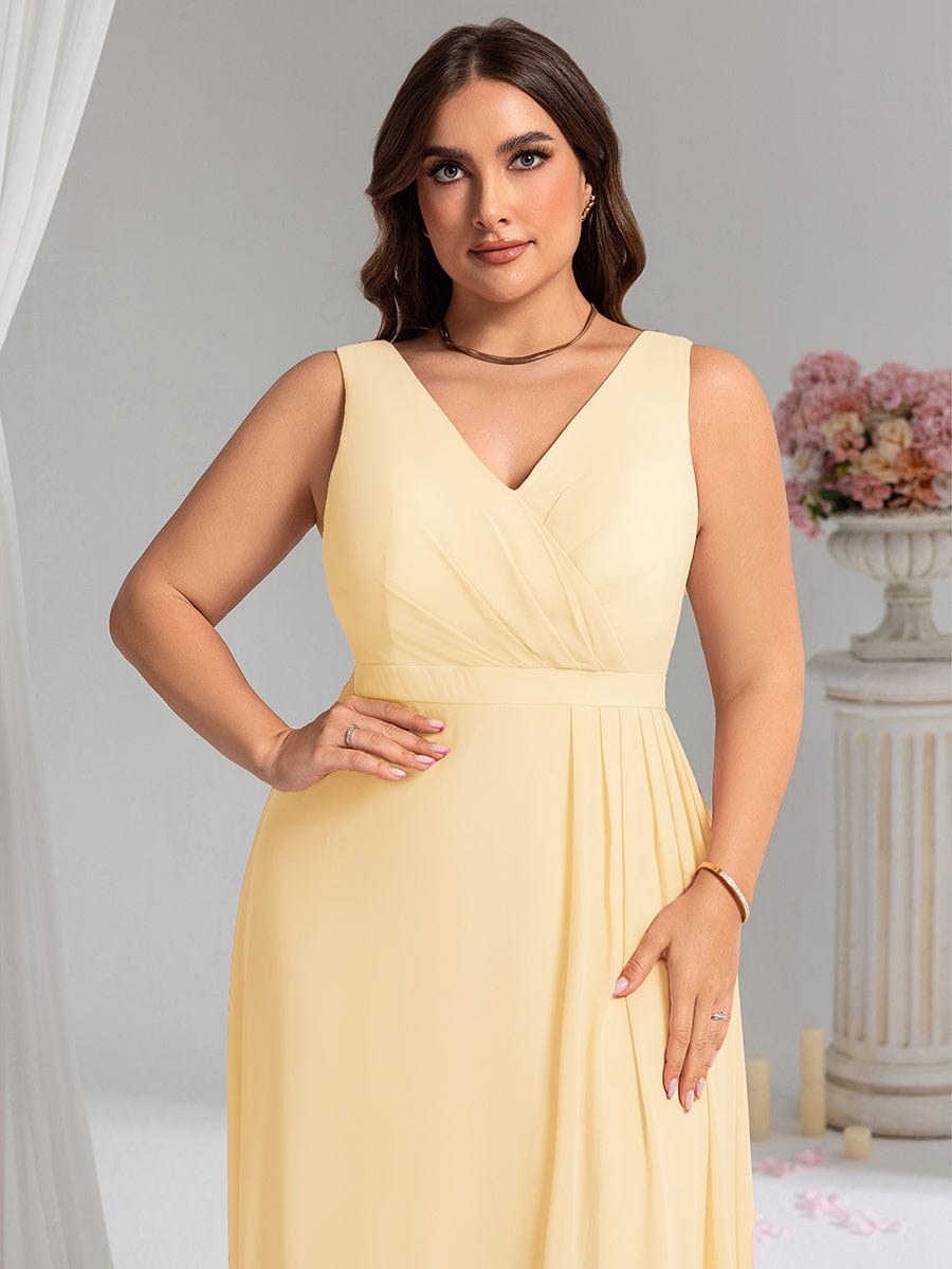 Elegant Side Slit Bridesmaid Dress #color_Yellow