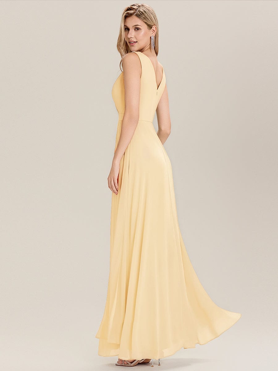 Elegant Side Slit Bridesmaid Dress #color_Yellow