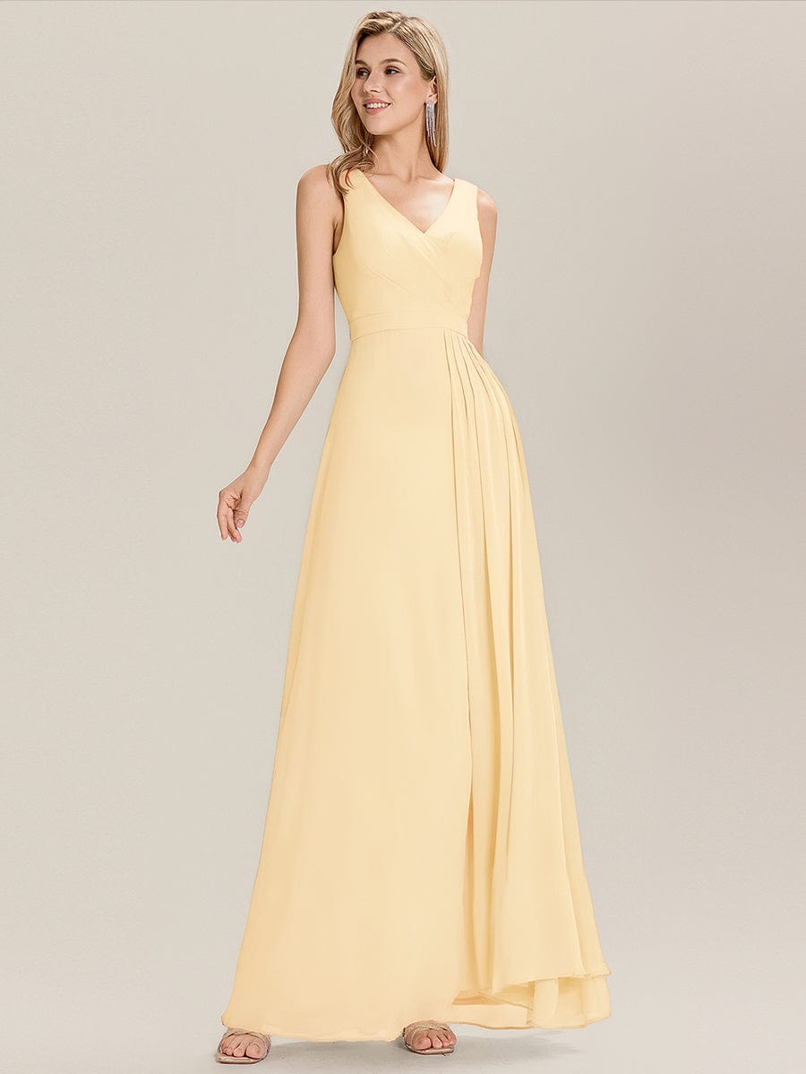 Elegant Side Slit Bridesmaid Dress #color_Yellow
