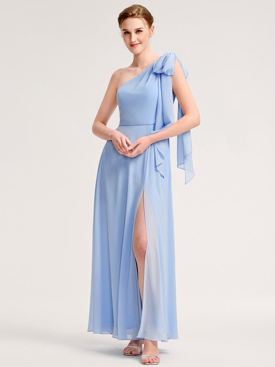 Sleeveless A-Line Floor Length Bridesmaid Dress with Thigh-High Slit #color_Ice Blue