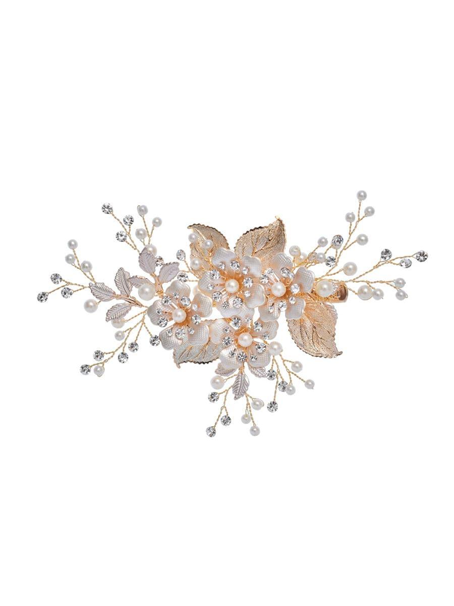 Elegant Floral and Pearl Bridal Hairpin