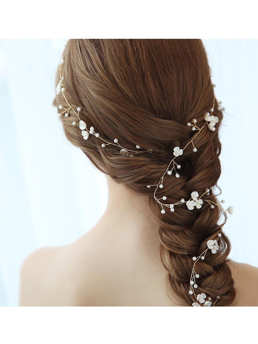 Dreamy Floral Bridal Hair Vines #color_Gold