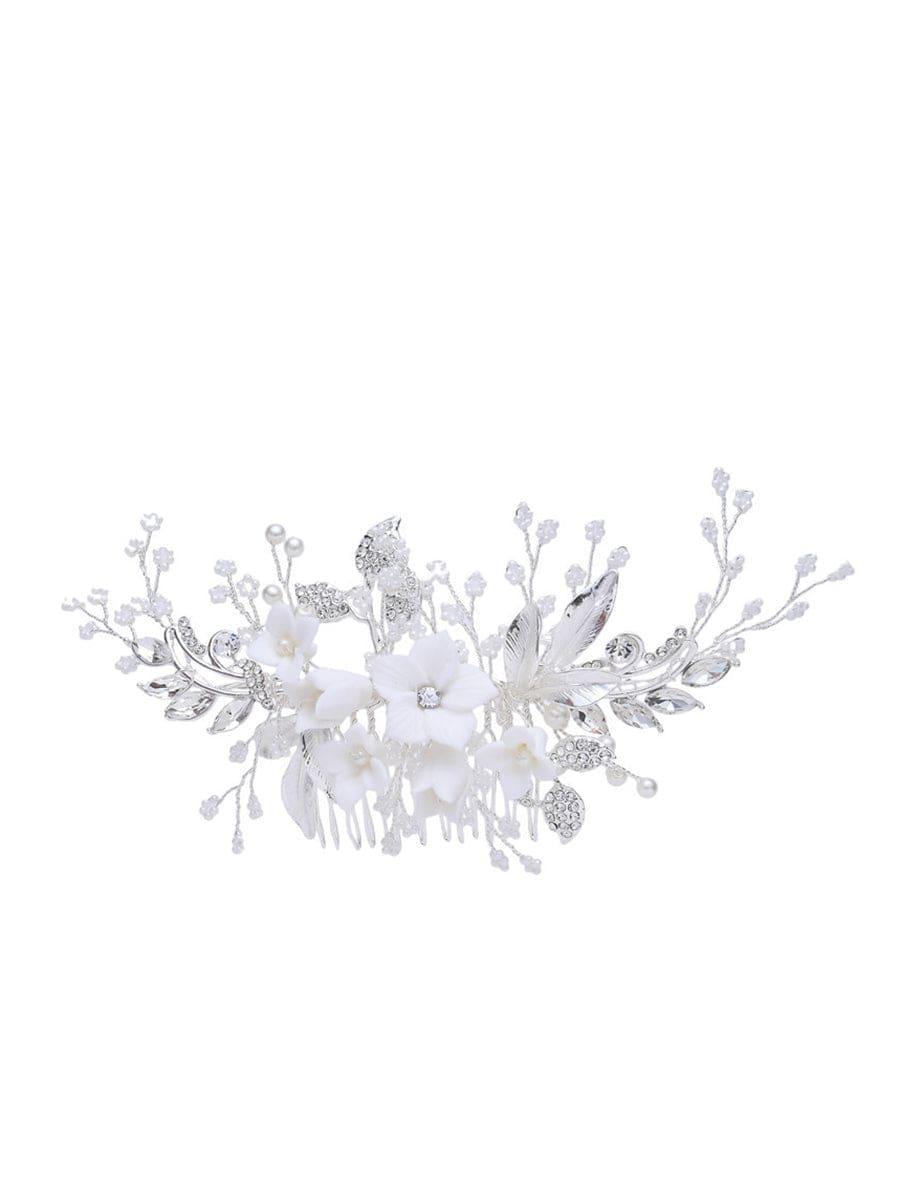 Romantic Floral Bridal Hair Comb #color_Silver Romantic Floral Bridal Hair Comb