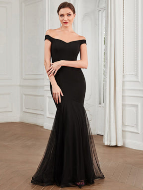 Off Shoulder Sweetheart Mermaid Tulle Bodycon Evening Dress